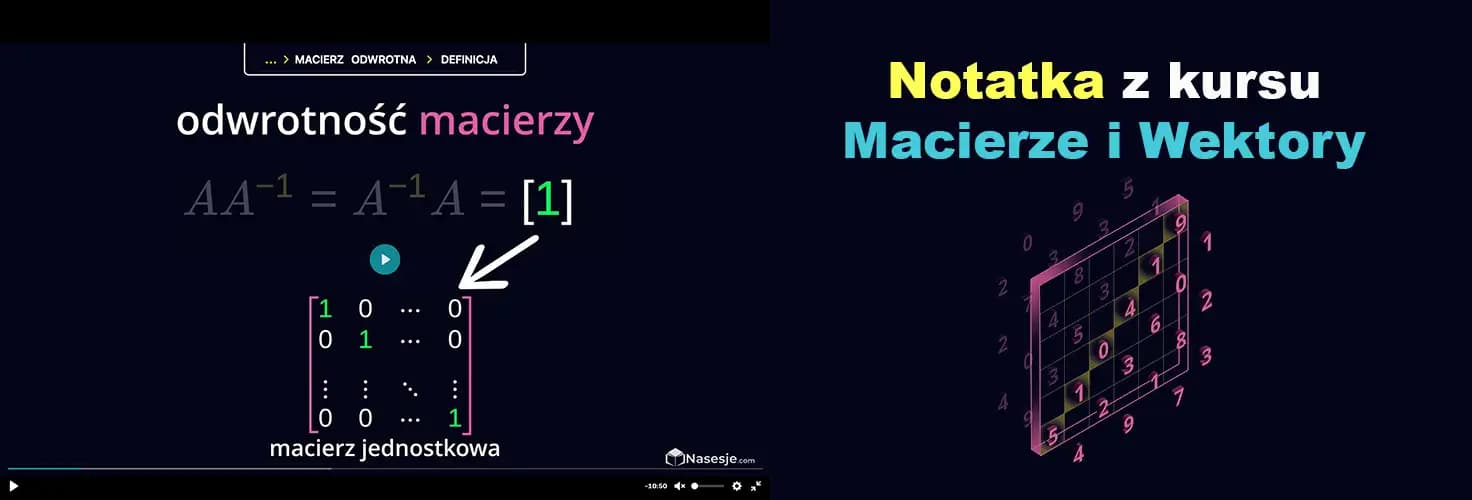zdjęcie artykułu Macierz Odwrotna - notatka z kursu Algebra Macierze i Wektory